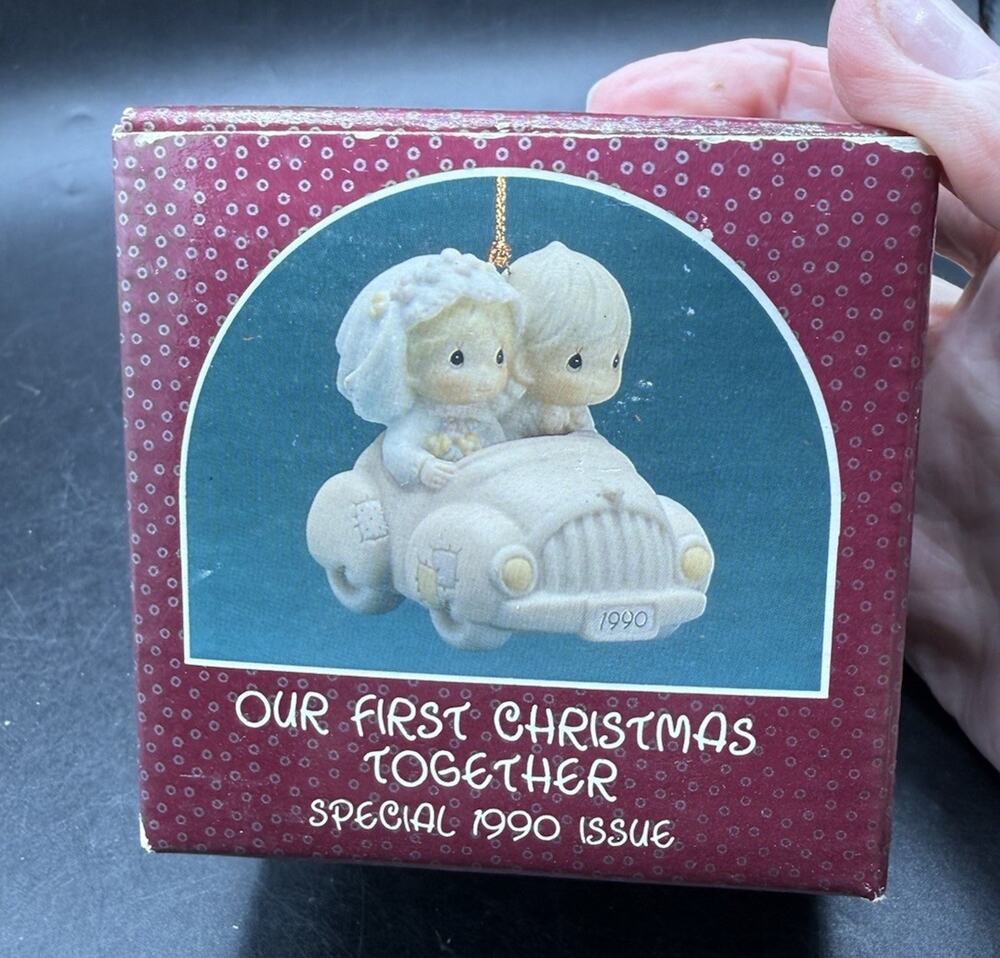 Precious Moments Christmas Our First Christmas Together 1990 ORNAMENT EUC -48D